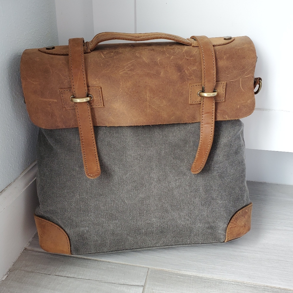Street Level Canvas and Leather Messenger Bag